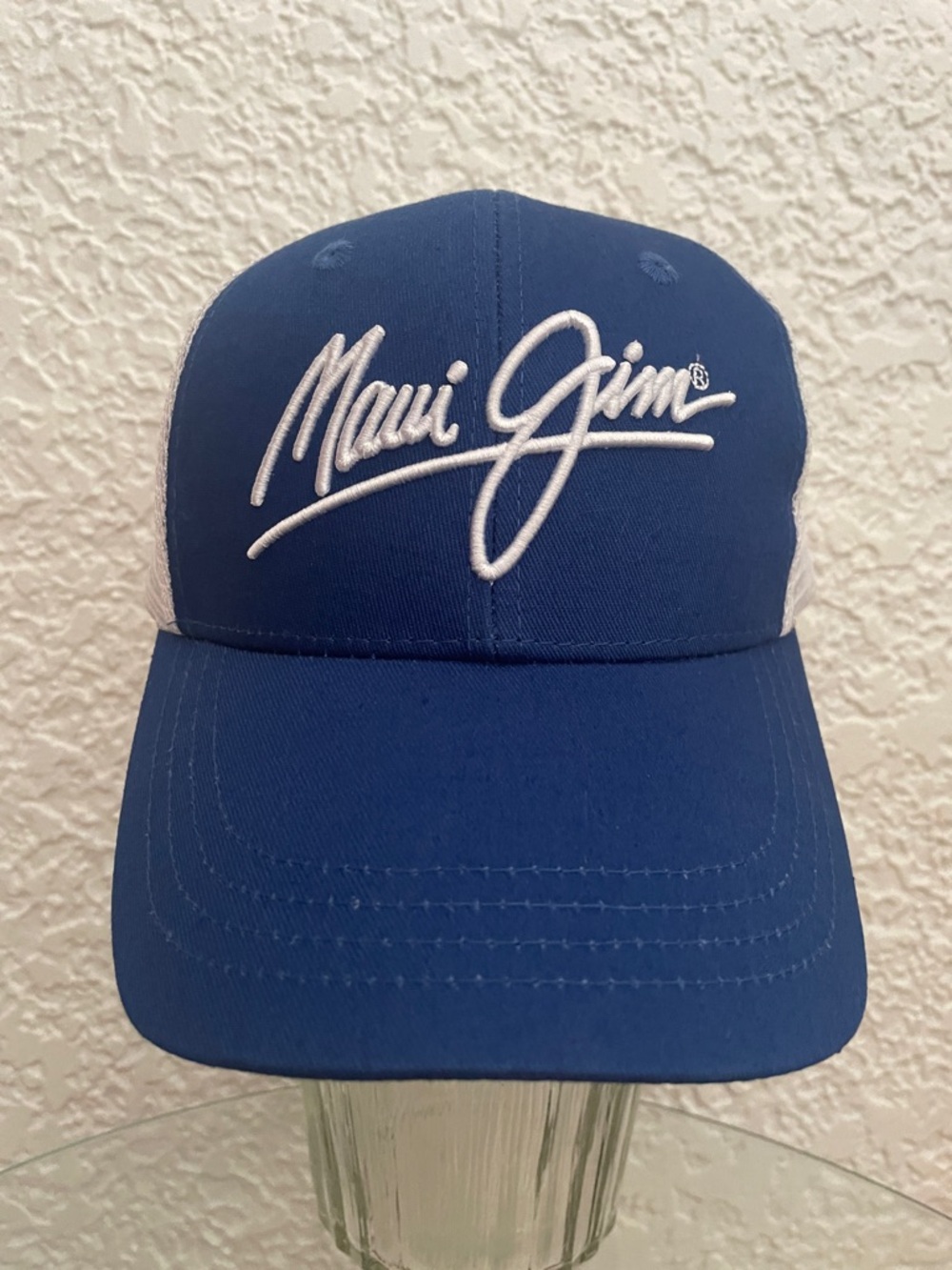 ⭐️NWOT MAUI JIM Royal Blue White Signature Logo SnapBack Streetwear Trucker Cap